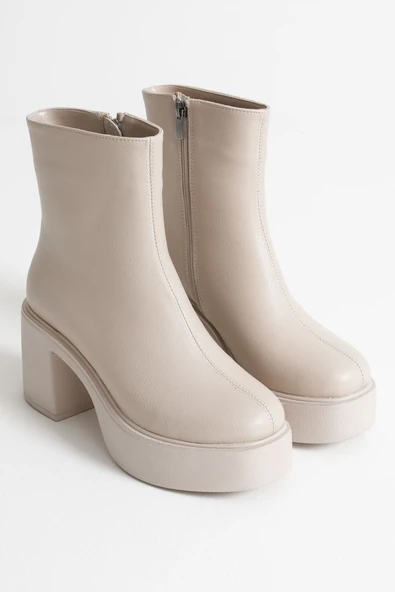 İtek Kadın Bej Topuklu Bot - Resim 4