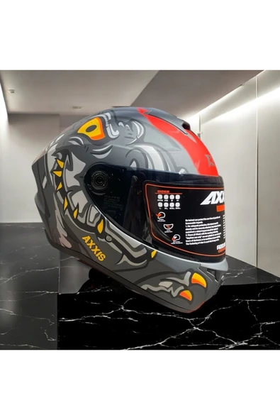 AXXIS DRAKEN S DINOTOON B5 MATT RED - Resim 2