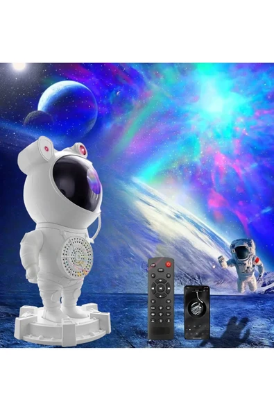 ALYASHOP Astronot Bluetooth Hoparlör Galaxy Bulutsusu Ay Tavan Gökyüzü Projektör Zamanlayıcı G... - Resim 2