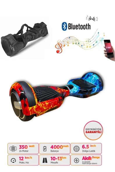 Citymate Hoverboard Elektrikli Kaykay Full Ledli  Bluetooth Hoparlörlü 6.5 Inch Çanta Hediyeli D10 - Resim 3