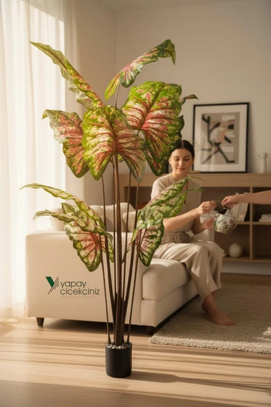 14 Büyük Yapraklı 180 cm Yapay Fil Kulağı Ağacı - Resim 7