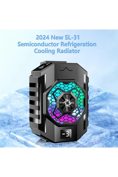 Byrist SL-31 PUBG Aliminyum Magsafe Manyetik Kademeli Derece Göstergeli Telefon Cooler Fan Soğutucu - Resim 4