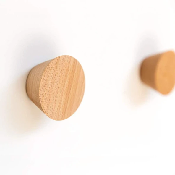 Ahşap 4 Lü Koni Duvar Askılık Modern Iskandinav Stili Portmanto Askı Natürel - Resim 2