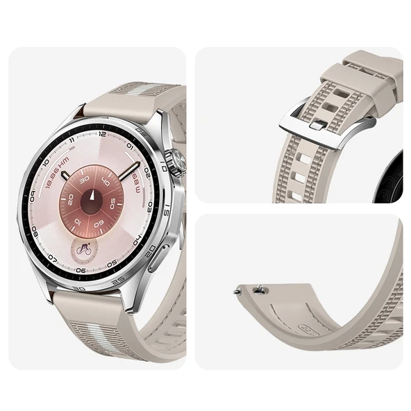 Huawei Watch GT6 46mm İle Uyumlu SportStripe Örgü Desen Metal Tokalı Silikon Akıllı Saat Kordonu  Starlight - Resim 3