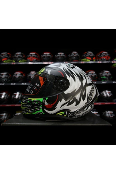 AXXIS Draken S Roar B3 Matt Fluor Yellow Kapalı Motosiklet Kaskı + Yedek Siyah Vizör - Resim 7