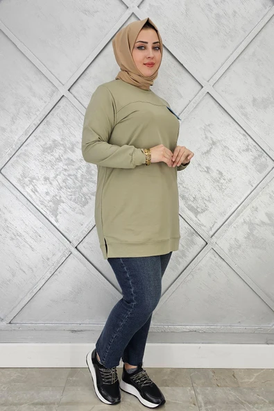 KADIN TAŞ VE DÜĞME DETAYLI TESETTÜR TUNİK - Resim 4