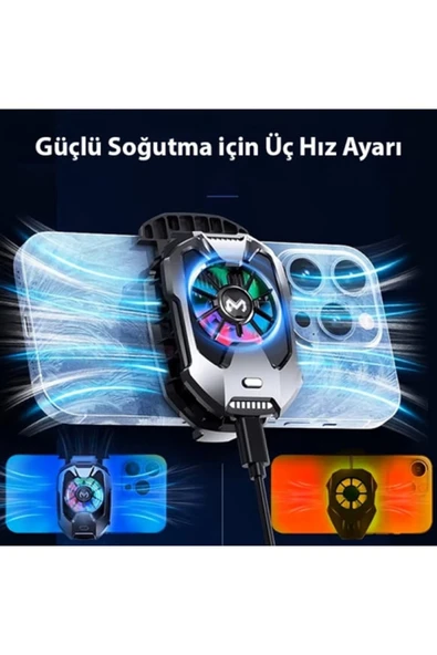 LENSUN DLA 8 Cep Telefon Soğutma Fanı Radyatör Soğutucu Rgb Led Işıklı ürün görseli
