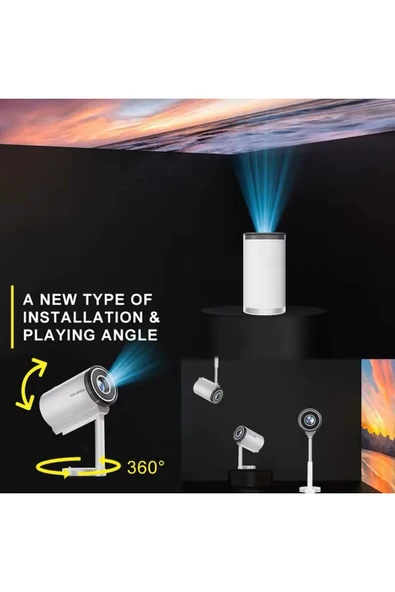 LENSUN SK12 Projeksiyon Cihazı Taşınabilir Android Sistemli Wifi HDMI USB Destekli Projektör ürün görseli