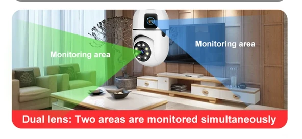 Smart Çift Lensli IP Ampul Kamera Hareketli Gece Görüşlü Ses Kayıtlı Wi-Fi Güvenlik Kamerası 4MP 360 Derece Full HD Duy Girişli - Resim 4