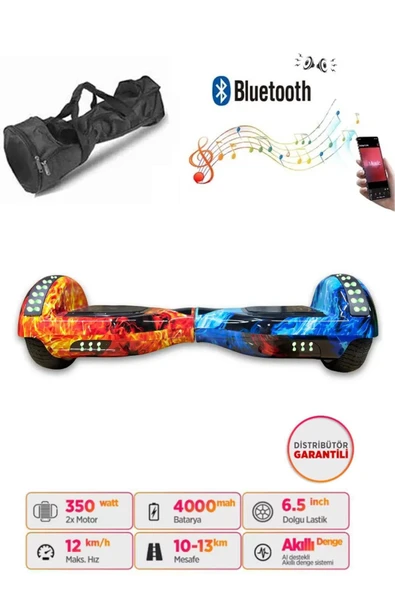 Citymate Hoverboard Elektrikli Kaykay Full Ledli  Bluetooth Hoparlörlü 6.5 Inch Çanta Hediyeli D10 ürün görseli