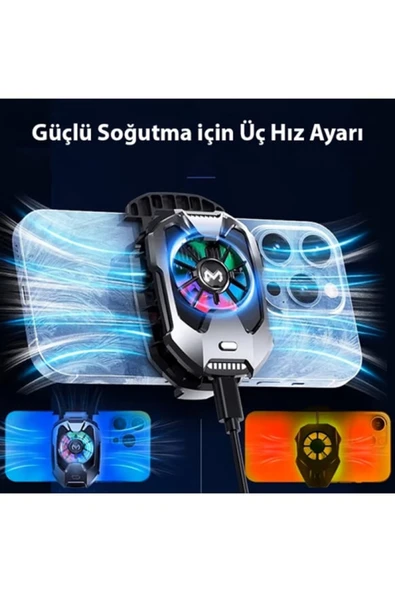 LENSUN DLA 8 Cep Telefon Soğutma Fanı Radyatör Soğutucu Rgb Led Işıklı - Resim 6