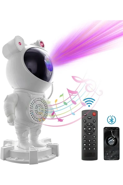 ALYASHOP Astronot Bluetooth Hoparlör Galaxy Bulutsusu Ay Tavan Gökyüzü Projektör Zamanlayıcı G... - Resim 5