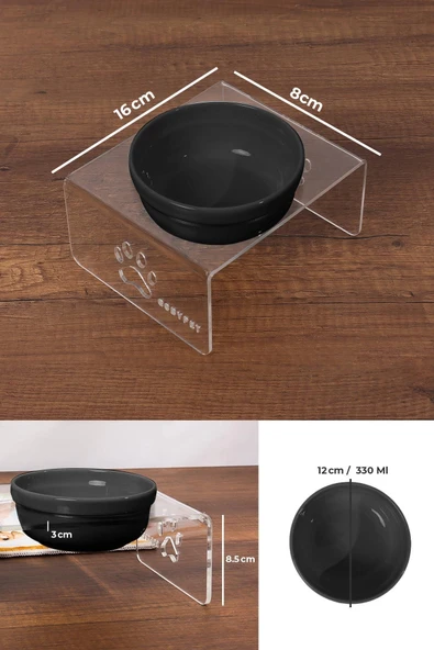 Tekli Seramik Dekoratif Kedi Ve Köpek Pleksi Mama & Su Kabı Kedi Paspası - Resim 10