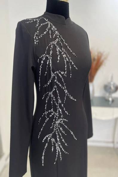 Bahar Tesettür Abiye Siyah - Resim 4