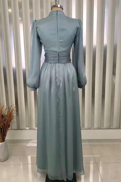 Afra Tesettür Abiye Mint - Resim 5