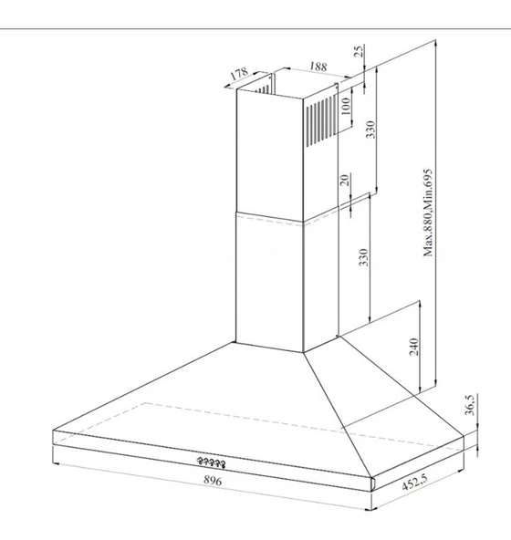 Gl General Gld 041X Lıne 90 cm Piramit Inox Davlumbaz - Resim 3