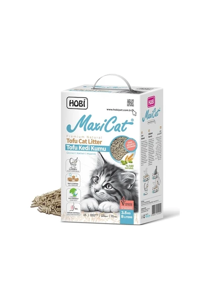 Hobi Maxicat Tofu Kedi Kumu 8 Litre - Tozsuz, Bitkisel Ve Çevre Dostu Pelet Formül ürün görseli