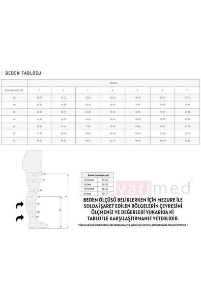 Varimed 7211 Comfort Ccl2 Orta Basınç Diz Altı Kapalı Burun Normal Boy Çorabı Bej 1 Numara ürün görseli