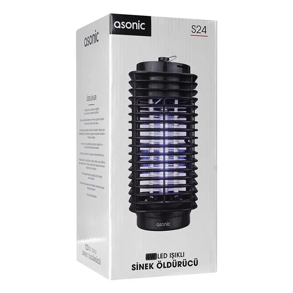 Asonic S24 4 Watt Siyah Led Işıklı Sinek Öldürücü - Resim 3