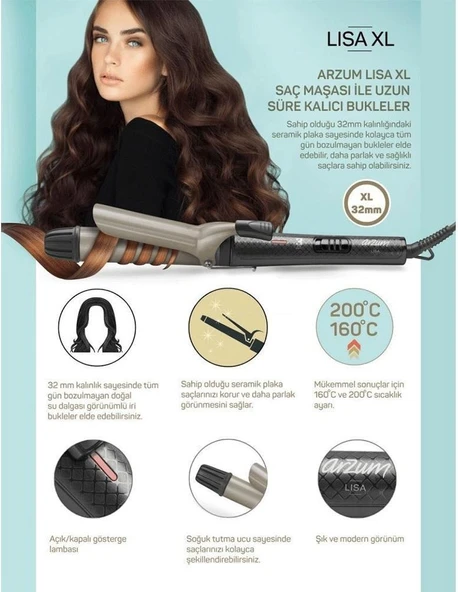 Arzum AR5028 Lisa XL Saç Maşası Siyah - Resim 4