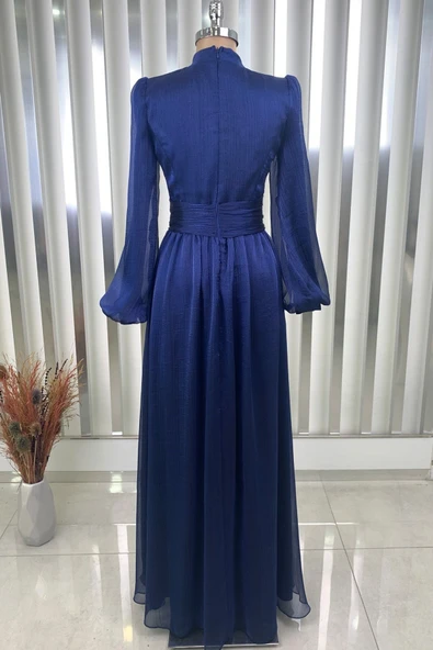 Afra Tesettür Abiye Lacivert - Resim 4