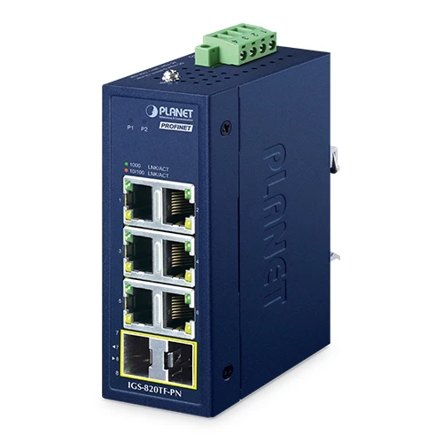 Compact Industrial 6-Port 10/100/1000T + 2-Port 100/1000X SFP PROFINET Switch(-40~75 degrees C operating temperature) ürün görseli