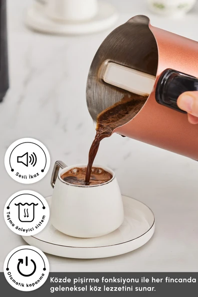 Hatır Köz Steel Çelik Cezveli Türk Kahve Makinesi 5 Fincan Kapasiteli Bronz - Resim 5