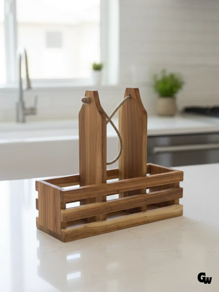 Ahşap Doğal 3Lü Yağdanlık ve Sosluk Altı(KİRAZ) Ahşap Rengi AHŞAP - 10 ADET ürün görseli 1