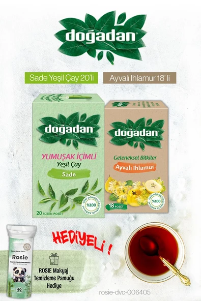 Doğadan Ayvalı Ihlamur ve Yeşil Çay Yumuşak İçim Poşet Çay ve Rosie Hediyeli ürün görseli