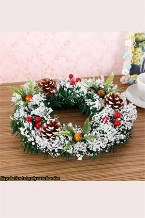 El Yapımı Noel Çelengi – Suni Kar Efekti, Çam Kozalakları ve Kırmızı Yemiş Detaylı | İç & Dış Mekan Uyumlu Şenlikli Yılbaşı Kapı ve Ev Dekoru | Elektriksiz, Plastik, Tüysüz Tasarım (1 Adet) - Resim 4