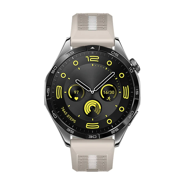 Huawei Watch GT4 46mm İle Uyumlu SportStripe Örgü Desen Metal Tokalı Silikon Akıllı Saat Kordonu  Starlight - Resim 4