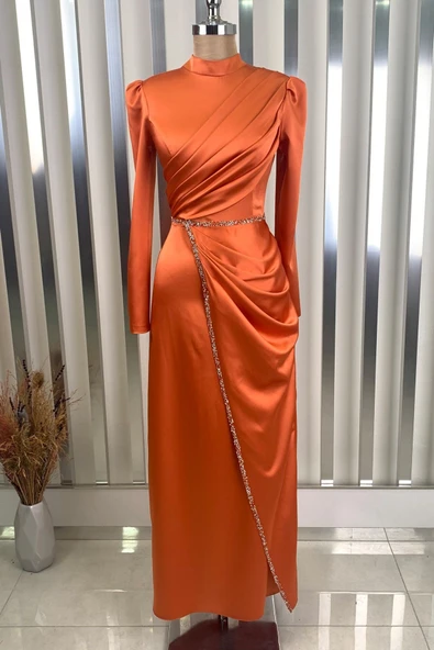 Sare Tesettür Abiye Turuncu ürün görseli