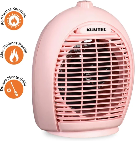 Kumtel Fanlı Isıtıcı 2000 W LX-6331 Pembe - Resim 3