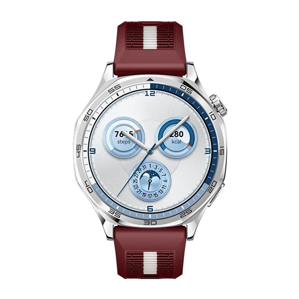 Huawei Watch GT5 46mm İle Uyumlu SportStripe Örgü Desen Metal Tokalı Silikon Akıllı Saat Kordonu  Mürdüm - Resim 4