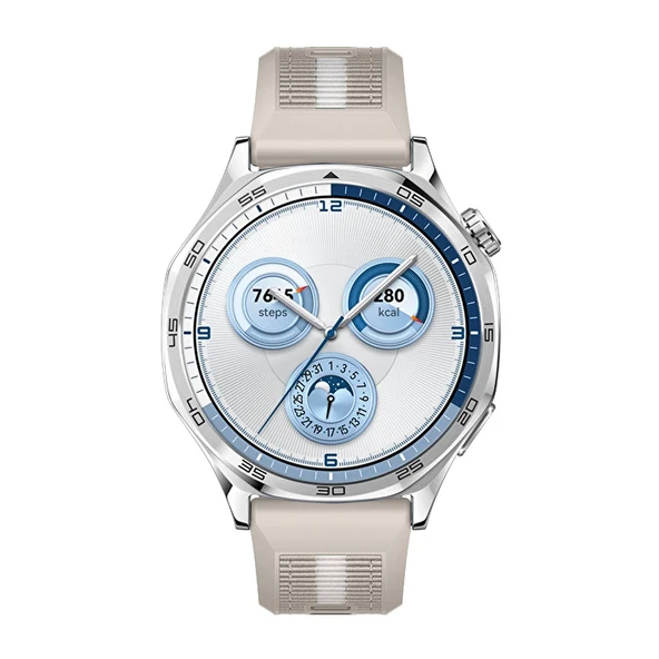 Huawei Watch GT5 46mm İle Uyumlu SportStripe Örgü Desen Metal Tokalı Silikon Akıllı Saat Kordonu  Starlight - Resim 4