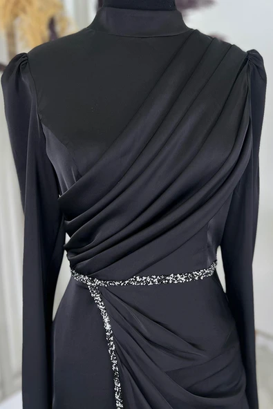 Sare Tesettür Abiye Siyah - Resim 2