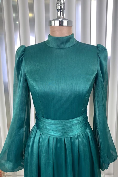 Afra Tesettür Abiye Zümrüt - Resim 2