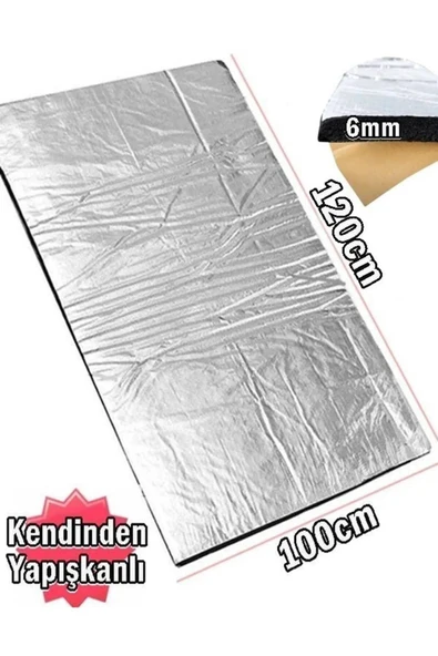 Kaput Altı Alüminyum Folyolu Yalıtım 120x100cm 6mm Yapışkanlı Karavan Oto Ses Yalıtım ürün görseli