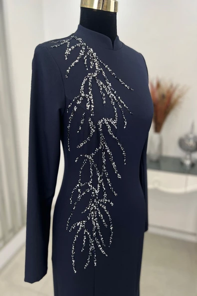 Bahar Tesettür Abiye Lacivert - Resim 6