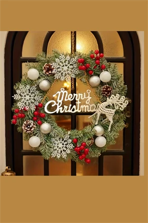 Noel Geyiği & Kar Tanesi Temalı Çilek Çelenk – Ev, Kafe, Butik ve Kapı Dekoru İçin Şık Tasarım | Pencere & Sergi Alanlarına Bayram Şıklığı | Mevsimsel Dekor ve Özel Hediye Seçeneği - Resim 3