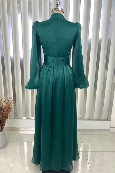 Afra Tesettür Abiye Zümrüt - Resim 3