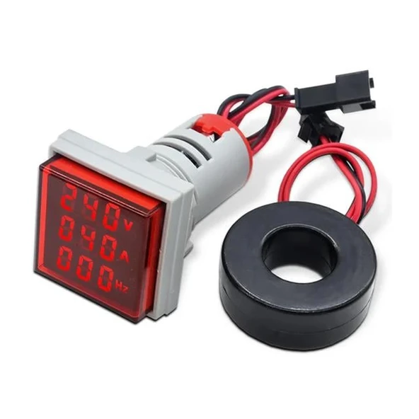 Powermaster Voltampermetre 50-500V 0-100A AC Kare Kırmızı (AD22-22VAS) ürün görseli 1