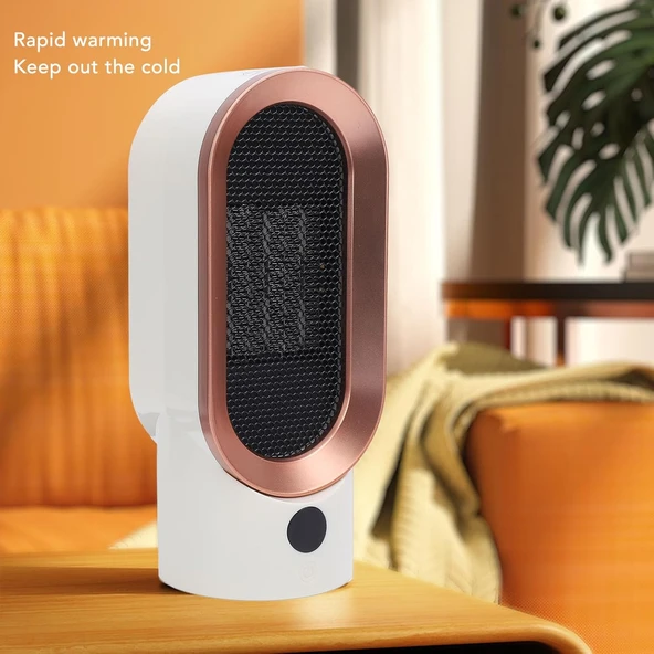 Generic Hızlı Isıtma Sessiz Taşınabilir Elektrikli Masaüstü Isıtıcı Yatak Odası Ofis İç Mekan Kullanım PTC Seramik Alan Isıtıcı Masa çı Için 800W (AB fişi) - Resim 4