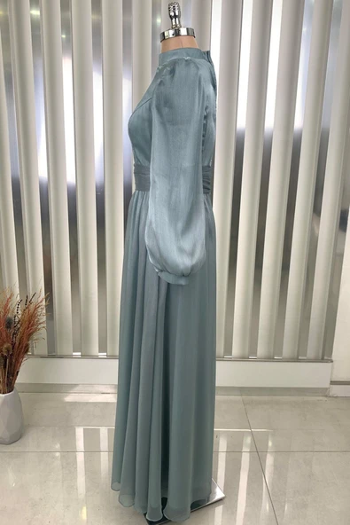 Afra Tesettür Abiye Mint - Resim 3