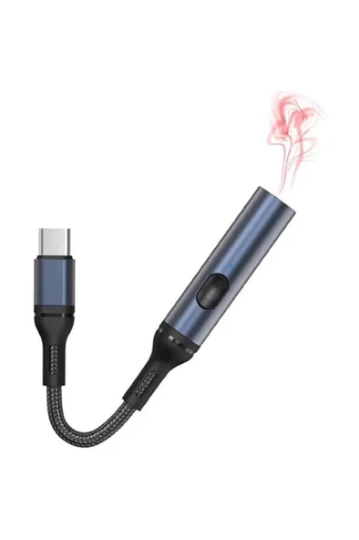 USB Şarjlı Alevsiz Çakmak Type C Kablolu Alüminyum Gövde Elektronik Telefon Kamp Araç Çakmağı - Resim 2