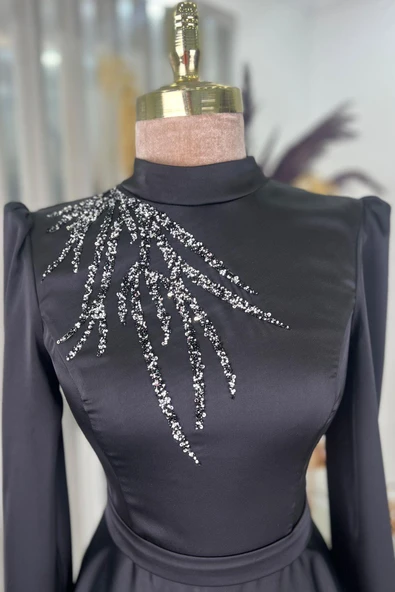 Mina Tesettür Abiye Siyah - Resim 2