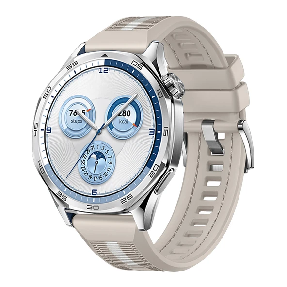 Huawei Watch GT5 46mm İle Uyumlu SportStripe Örgü Desen Metal Tokalı Silikon Akıllı Saat Kordonu  Starlight ürün görseli