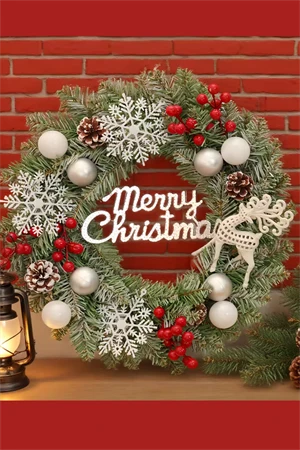 Noel Geyiği & Kar Tanesi Temalı Çilek Çelenk – Ev, Kafe, Butik ve Kapı Dekoru İçin Şık Tasarım | Pencere & Sergi Alanlarına Bayram Şıklığı | Mevsimsel Dekor ve Özel Hediye Seçeneği - Resim 2