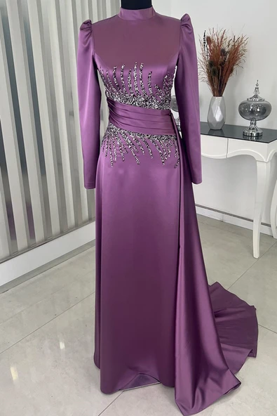 Ceyla Kuyruklu Tesettür Abiye Lila ürün görseli