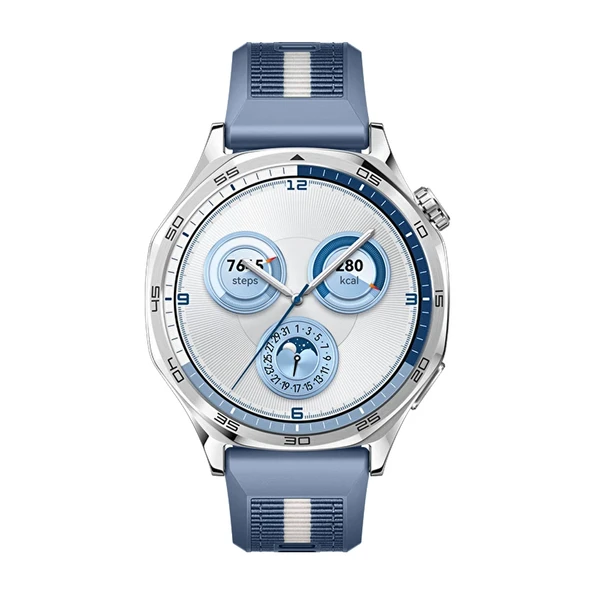 Huawei Watch GT5 46mm İle Uyumlu SportStripe Örgü Desen Metal Tokalı Silikon Akıllı Saat Kordonu  Mavi - Resim 4